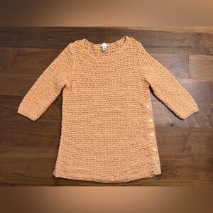 J. Jill Open Knit Crochet Peach Sweater